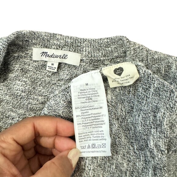 Madewell Women's Gray Ribbed Knitted Raglan Sleeve Boxy Sweater Tee Size M - Picture 8 of 8